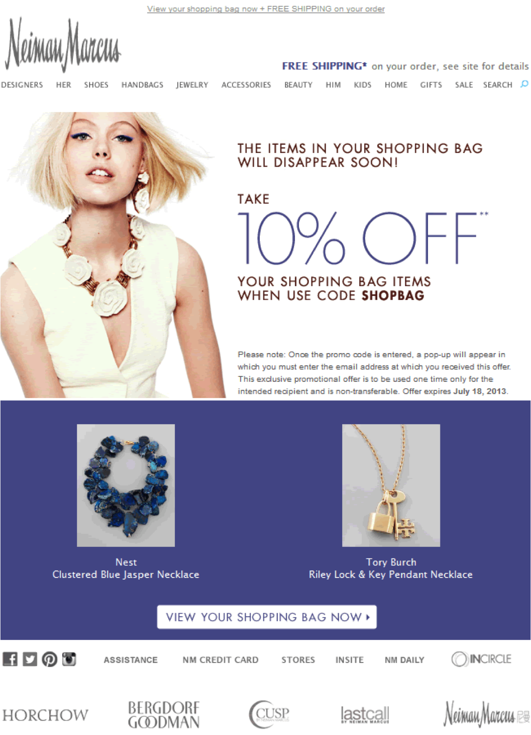 How Neiman Marcus uses coupons to address cart abandonment